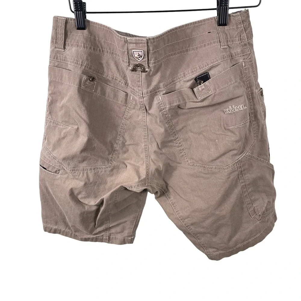 Kuhl Cargo Shorts Women 30 Taupe Khaki Hiking Outdoor Vintage‎ Patina Dye